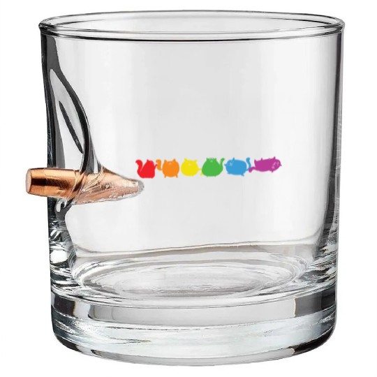 LBGT Flag Gay Pride Human Vintage Rainbow Bullet Whiskey Glasses