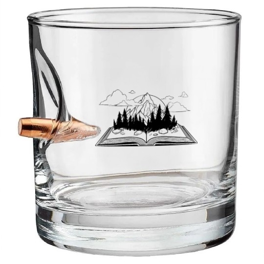 Gifts for Book Lovers, Books Literature Nature Bullet Whiskey Glasses