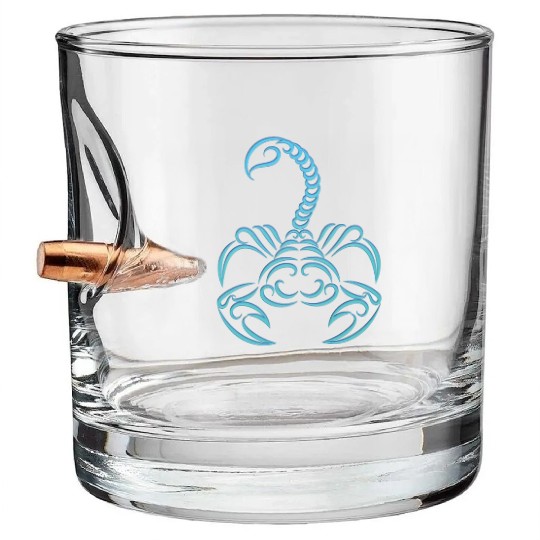 Scorpio Zodiac Water Sign Scorpion Logo Bullet Whiskey Glasses