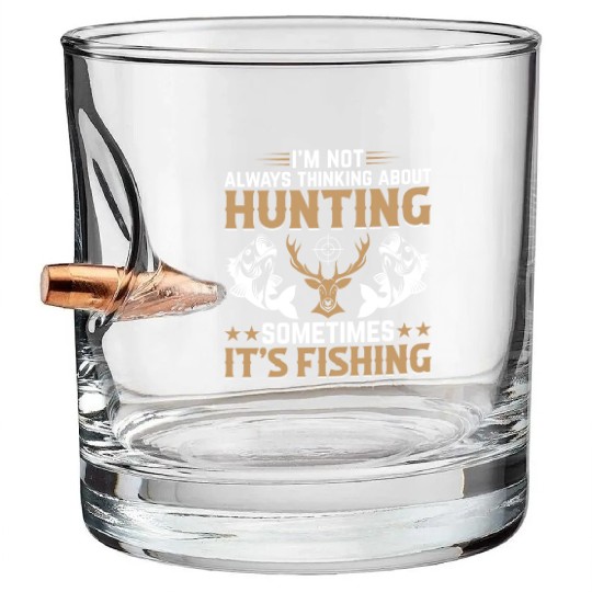 Fish Fishing Deer Hunting Trout Fishing - Deer Hun Bullet Whiskey Glasses