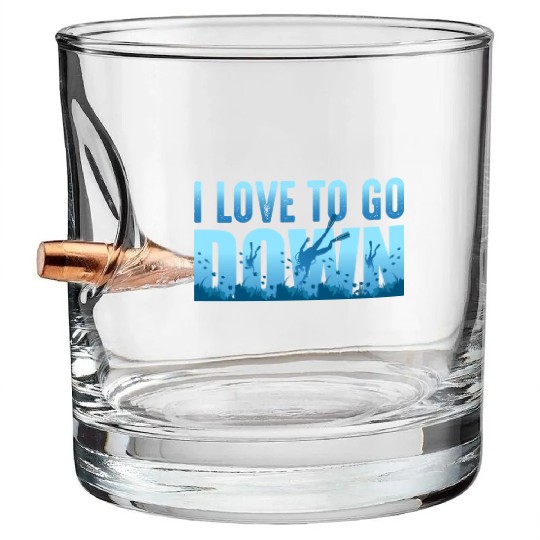 I Love to go Scuba Diving Diver Dad Boyfriend Gift Bullet Whiskey Glasses
