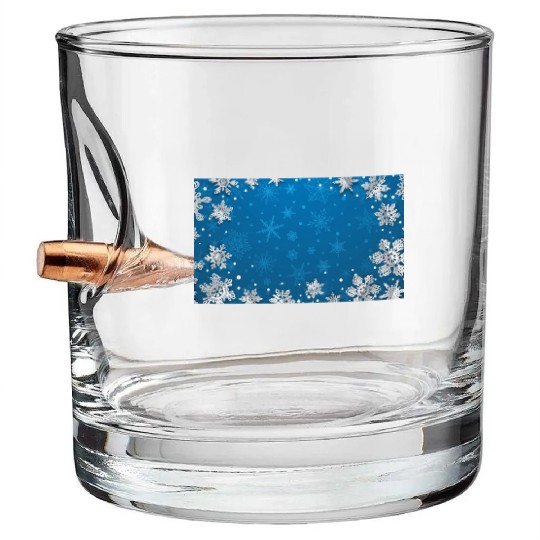 Winter Snowflakes Navy Blue Pattern Bullet Whiskey Glasses