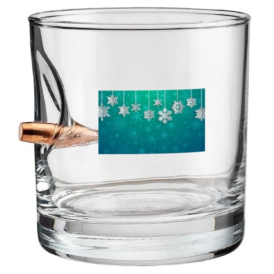 Elegant Hanging Snowflakes Teal Bullet Whiskey Glasses