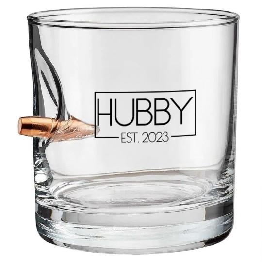 Hubby Est. 2023 Matching Couple Newlywed Marriedma Bullet Whiskey Glasses