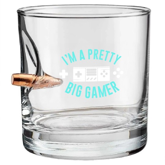Pretty Big Gamer Video Game Player Gaming Gifts Bullet Whiskey Glasses