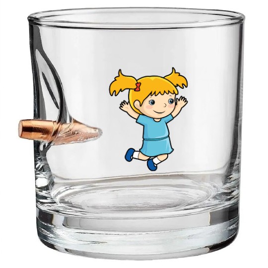 Girl jumps school enrollment joy kindergarten Bullet Whiskey Glasses