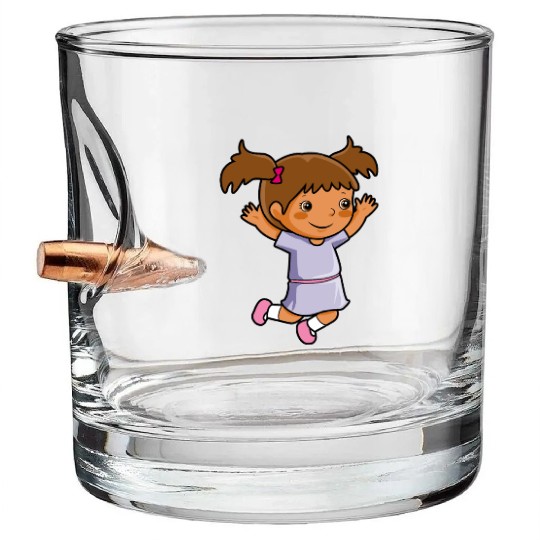 Girl jumps school enrollment joy kindergarten Bullet Whiskey Glasses