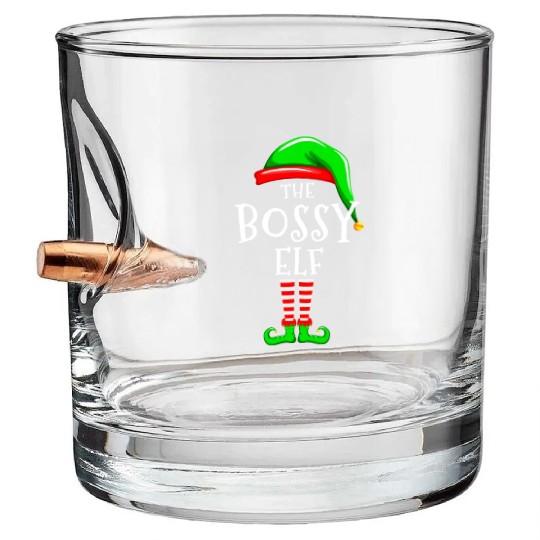 Bossy Elf Family Matching Christmas Bullet Whiskey Glasses