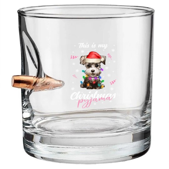 Winter Christmas Pyjama Miniature Schnauzer Bullet Whiskey Glasses