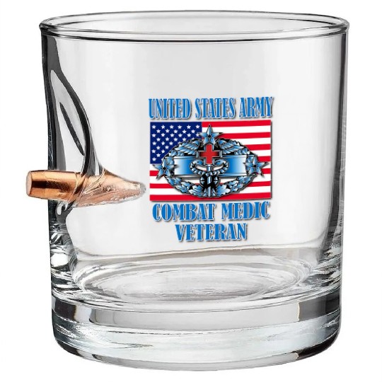 Combat Medic 4th Award Memorable Us Bullet Whiskey Glasses