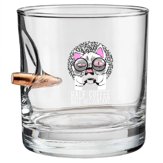 Half Coffee Half Accountant Funny Bookkeeper Bullet Whiskey Glasses