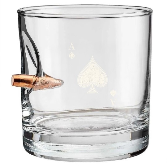 Ace Of Spades Blackjack Cards Poker 21 Bullet Whiskey Glasses