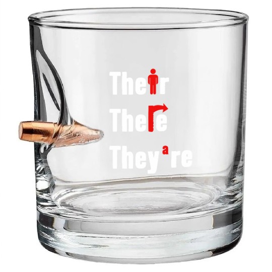 Their There They're English Teacher Grammar Bullet Whiskey Glasses