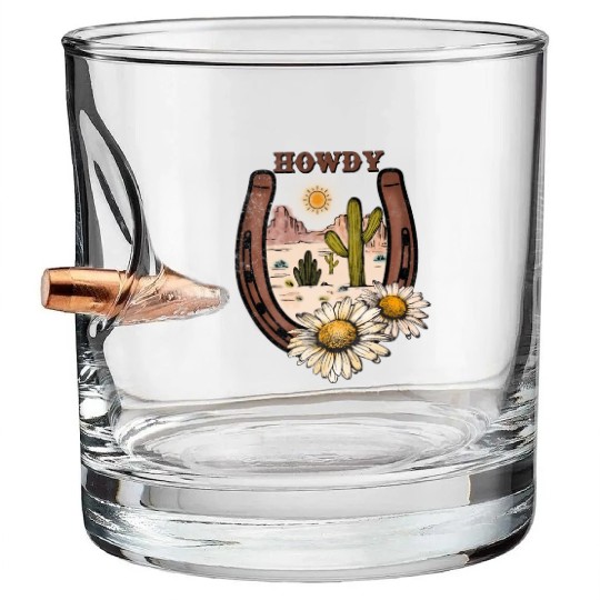 HOWDY -Desert Horseshoe Bullet Whiskey Glasses