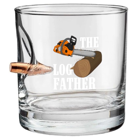 Lumberjack Orange Chainsaw Bullet Whiskey Glasses