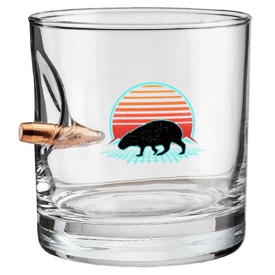 Capybara Retro Vintage 80s Style Animal Lover Pun Bullet Whiskey Glasses