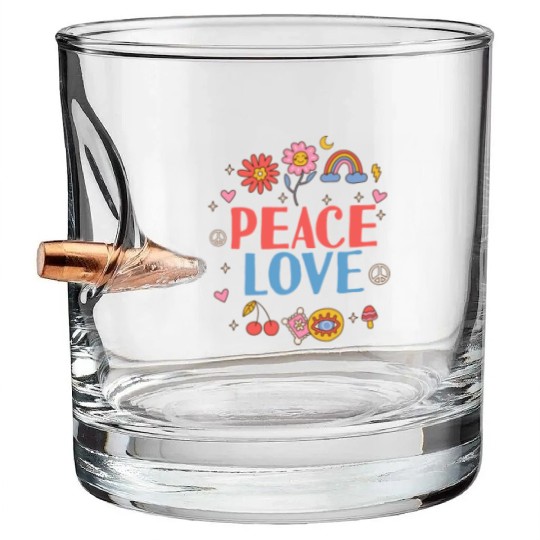 Peace love hippie Bullet Whiskey Glasses