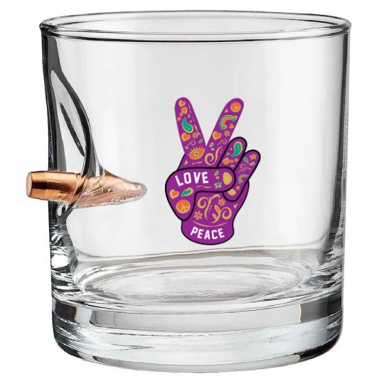 Peace love hippie Bullet Whiskey Glasses