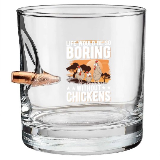 Chickens Gift Farmer Chicken Coop Bullet Whiskey Glasses