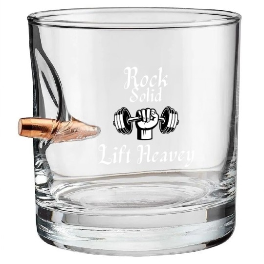 Rock Solid (Gym/weightLlifting) Bullet Whiskey Glasses
