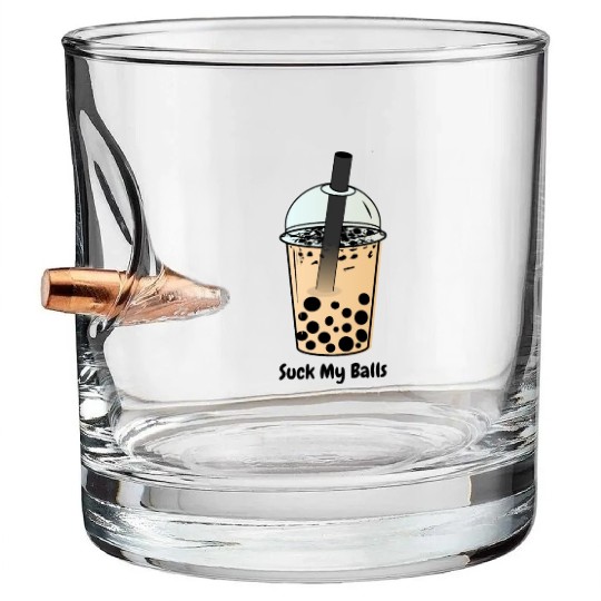 Suck My Balls, Boba Tea, Bubble Tea, Boba Milk Tea Bullet Whiskey Glasses