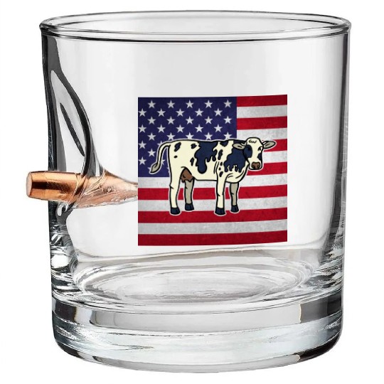 Cow Farming Dairy Farmer Bullet Whiskey Glasses
