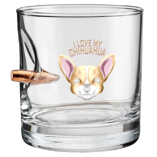 Dog Lover - I Love My Chihuahua Bullet Whiskey Glasses