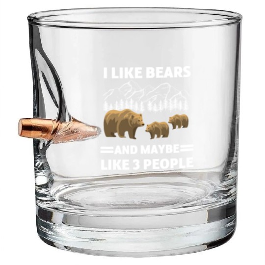 Grizzly Lover Forest Animal Lover Funny Gift Bear Bullet Whiskey Glasses