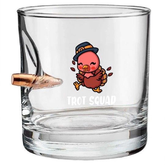 Thanksgiving Running Turkey Trot Squad Bullet Whiskey Glasses