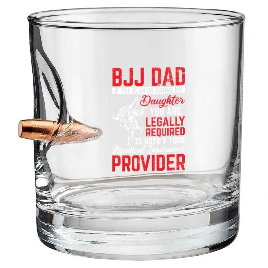 BJJ Dad Protector Funny Brazilian Jiu Jitsu Father Bullet Whiskey Glasses