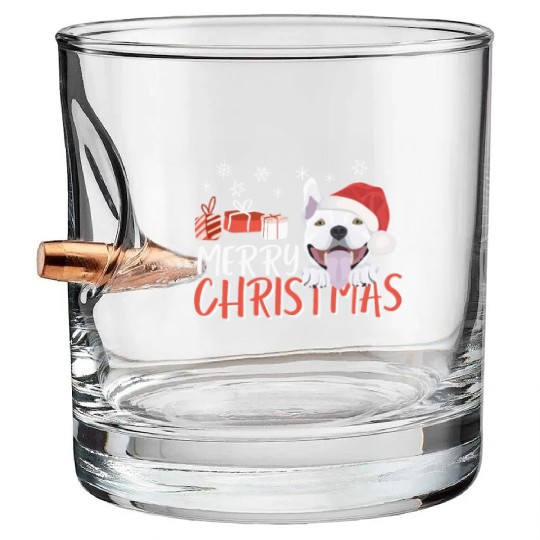 Bull Terrier Merry Christmas Bullet Whiskey Glasses