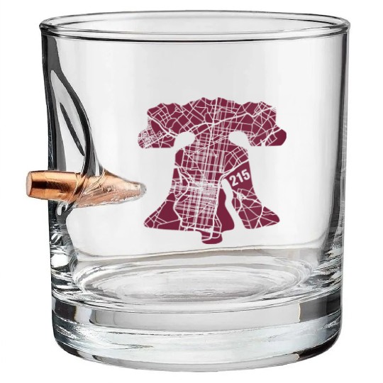 Womens Philadelphia Street Map Liberty Bell 215 Bullet Whiskey Glasses