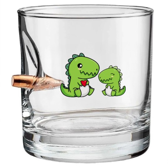 Big sister brother dino siblings boy girl heart Bullet Whiskey Glasses