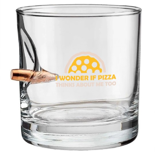 pizza thinks about me Bullet Whiskey Glasses