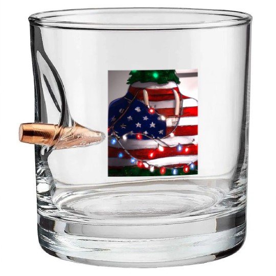 Patriotic Christmas Christmas Tree US Flag Bullet Whiskey Glasses