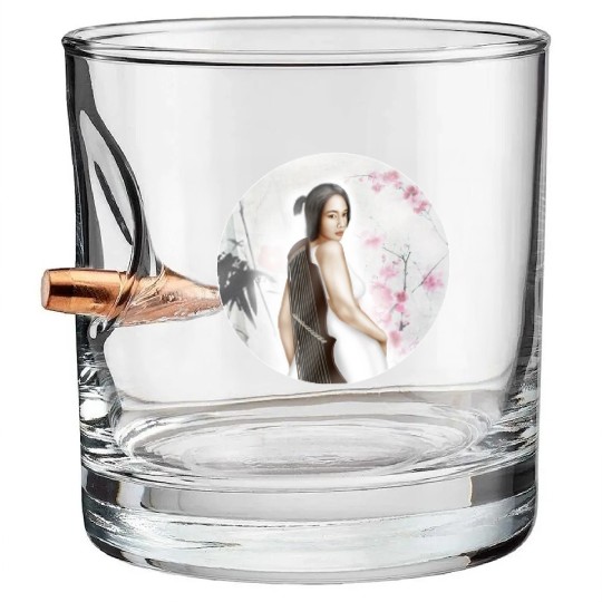 Illustration Logo - Bohemian Girl Bullet Whiskey Glasses