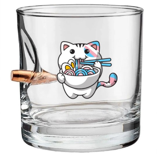 Transgender Pride Kawaii Cat Ramen Noodles Trans F Bullet Whiskey Glasses