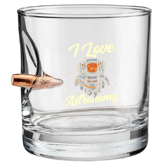 I Love Astronomy Rocket Space Planets Astronaut Bullet Whiskey Glasses