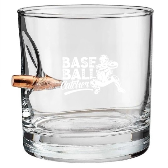 Baseball Catcher Hobby Sayings Player Bullet Whiskey Glasses