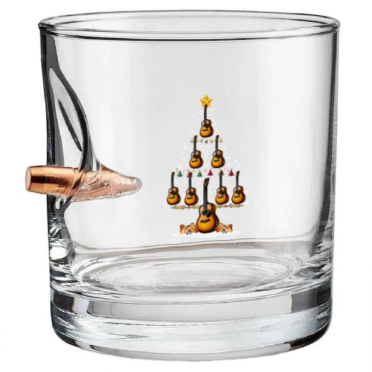 Guitar Christmas Tree Xmas Funny Gift Bullet Whiskey Glasses