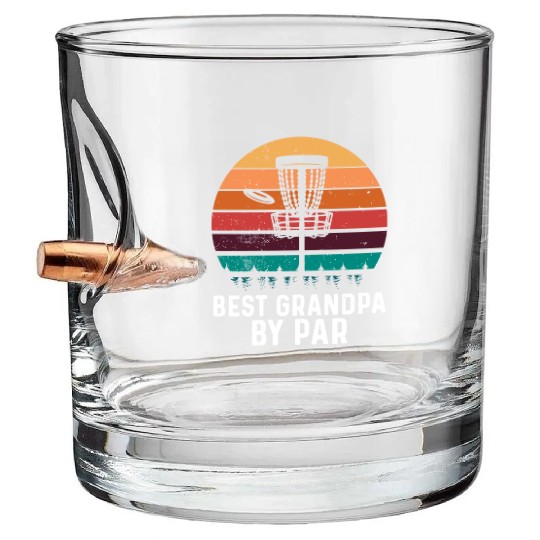Best Grandpa By Par Father's Day Disc Golf Grandad Bullet Whiskey Glasses