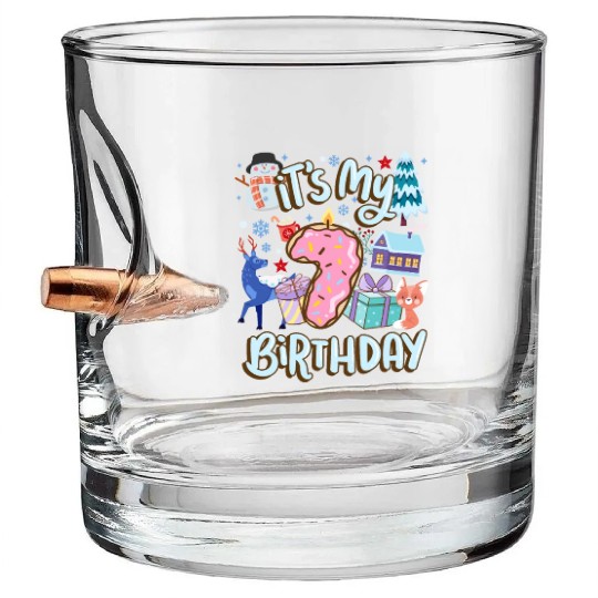 It's My 7 Birthday Snowman Holiday Donut Winter Bullet Whiskey Glasses