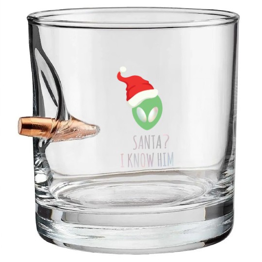 Santa? I know him. Merry Christmas. Happy New Year Bullet Whiskey Glasses