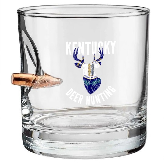 Kentucky Deer Hunting Buck Stag Hunter Bullet Whiskey Glasses