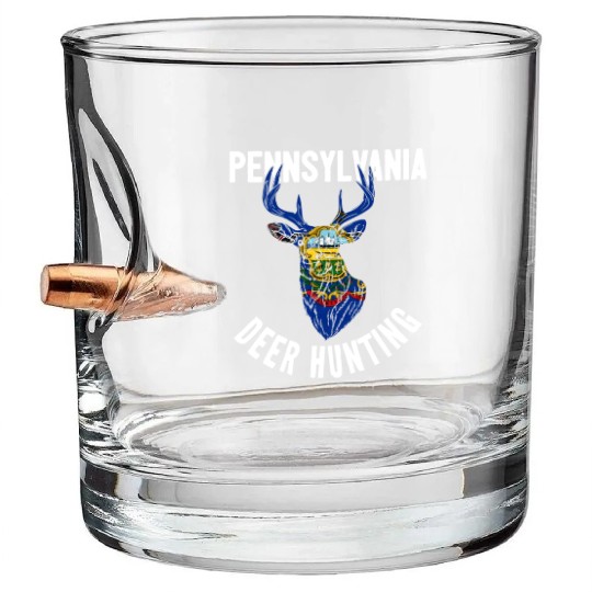 Pennsylvania Deer Hunting Buck Stag Hunter Bullet Whiskey Glasses