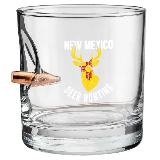 New Mexico Deer Hunting Buck Stag Hunter Bullet Whiskey Glasses