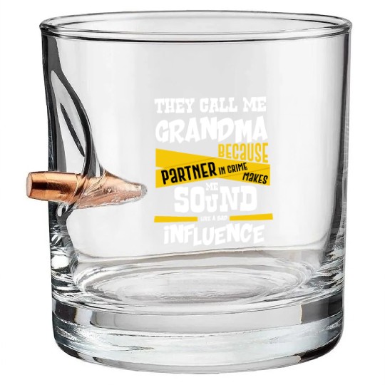 Grandma Gift Partner in Crime Bad Influence Bullet Whiskey Glasses