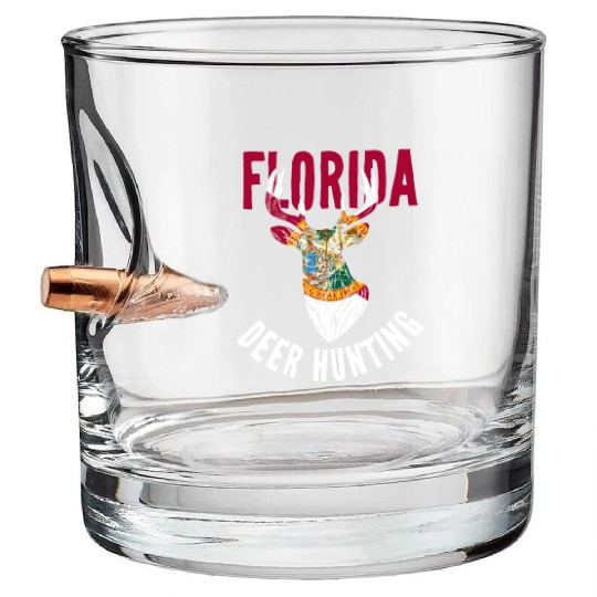 Florida Deer Hunting Buck Stag Hunter Bullet Whiskey Glasses