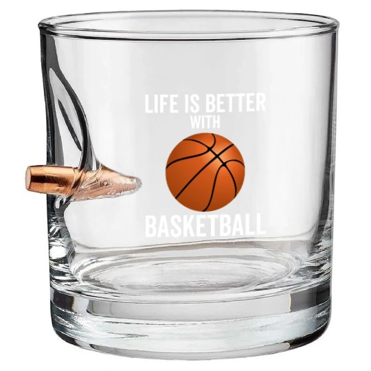 Life is Better With Basketball Bullet Whiskey Glasses