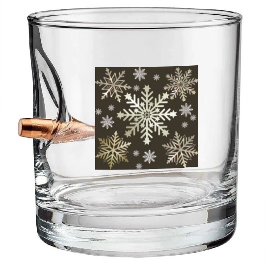 Beige Snowflakes Christmas Pattern Bullet Whiskey Glasses